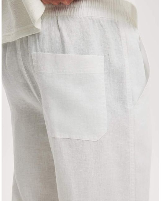 Cotton On White Baggy Linen Pant for men
