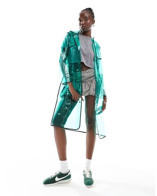 Brave Soul Blue Clear Long Festival Raincoat Mac