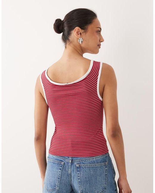 Miss Selfridge Red Off Shoulder Top With Keyhole Detail