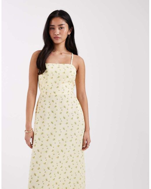 JJXX Natural Linen Mix Maxi Dress With Floral Print
