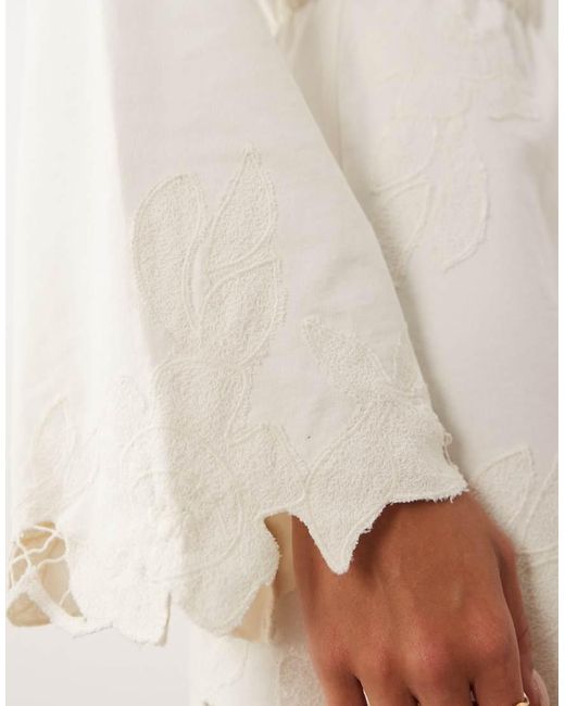 ASOS Natural Premium Cutwork And Embroidery Mini Sweat Dress