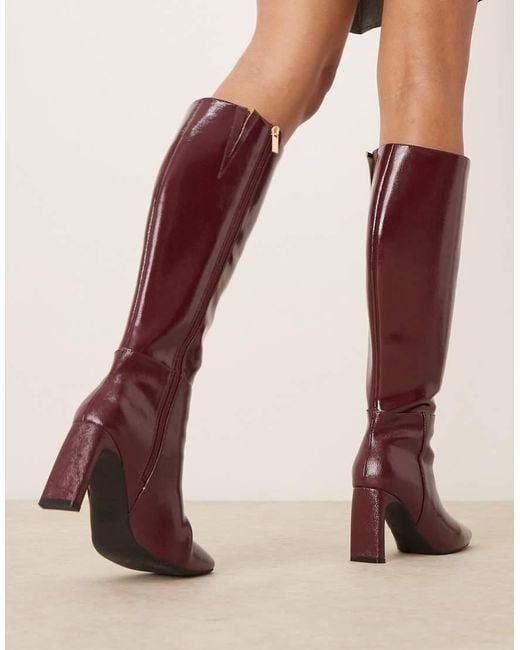 New Look Red Heeled Knee Boots