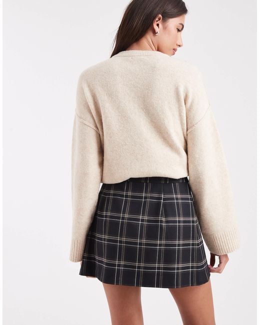 ASOS Natural Tailored Pleated Mini Skirt