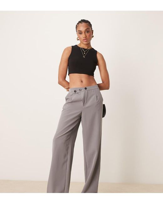 JDY Tall Broek Met Wijde Pijpen En Asymmetrische Knopen in het Gray