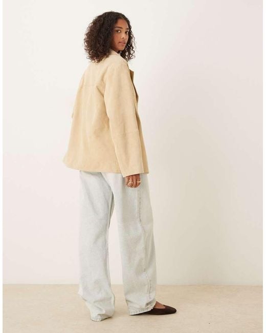 Chaqueta Amarillo Pastel De Estilo Años 70 De Ante Auténtico De -Marrón ASOS de color Pink