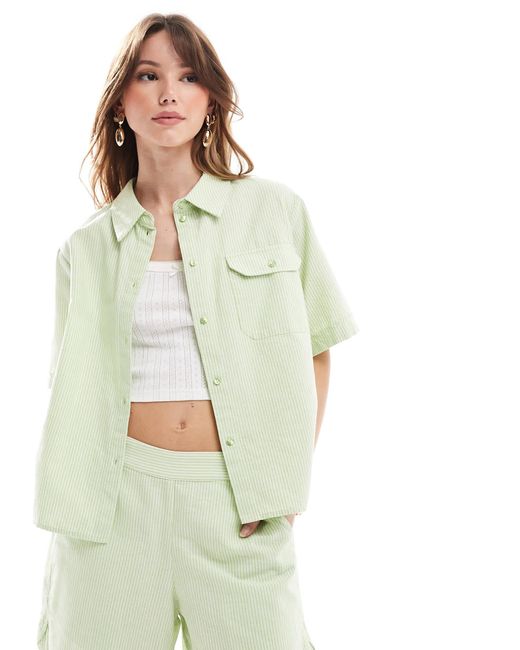 JJXX Green Co-ord Oversized Cropped Shirt