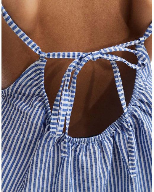ASOS Gestreepte Makkelijke Jurk Met A-Lijn En Bandjes in het Blue