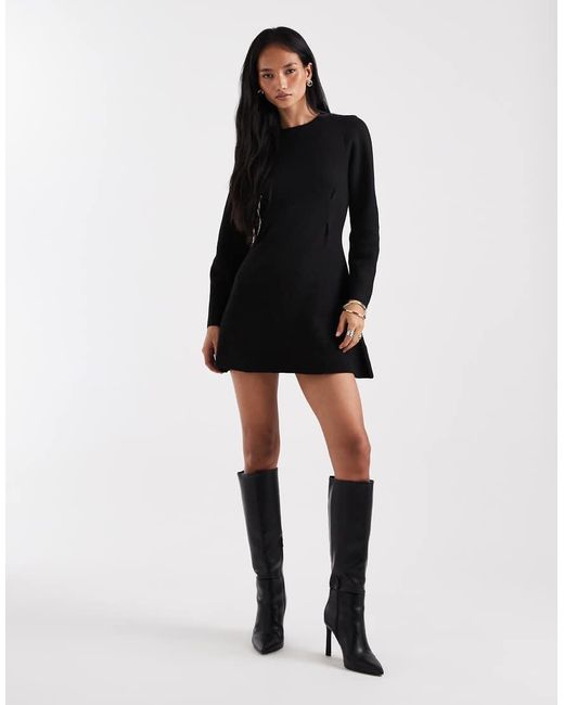 ASOS Black Nipped Waist Mini Dress