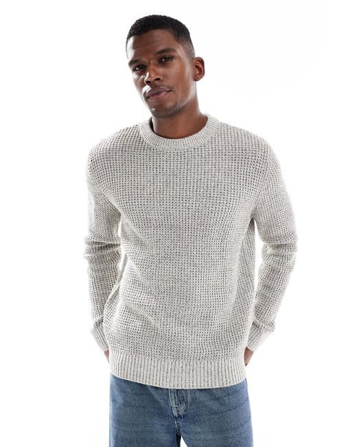 Jack & Jones – strickpullover mit waffelstruktur aus garn in Gray für Herren