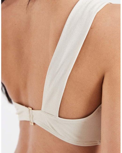 Pieces Natural One Shoulder Bikini Top Co-ord