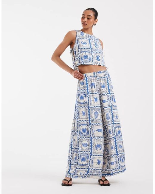 Object Blue Cropped Sleeveless Top