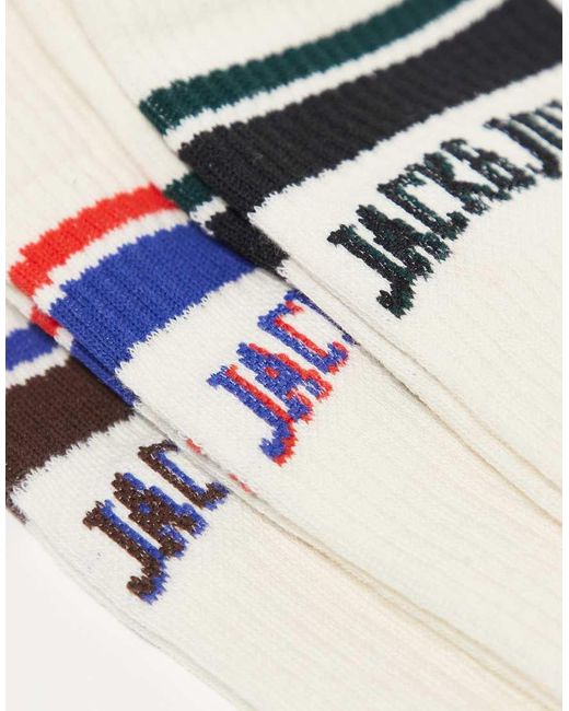 Jack & Jones White 3 Pack Collegiate Socks for men