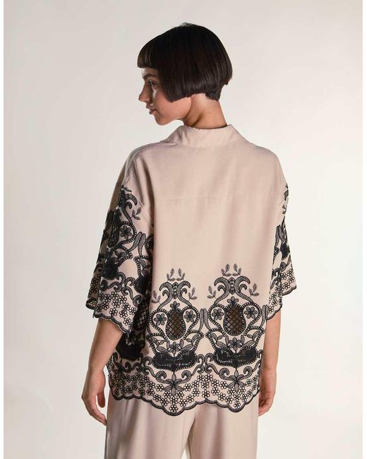 Glamorous Natural Embroidered Oversize Shirt