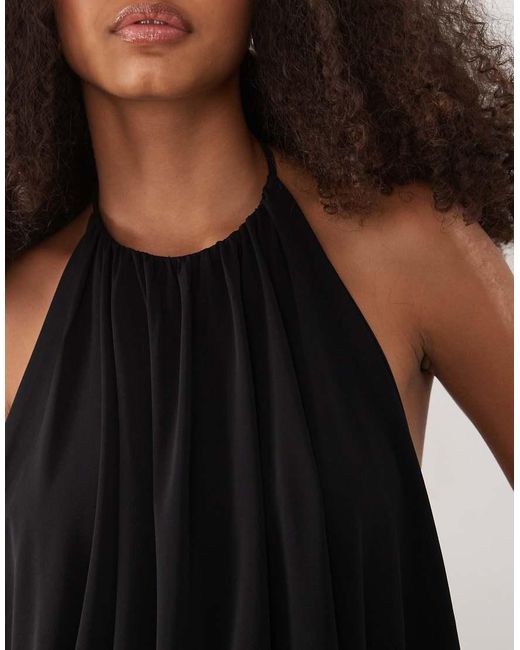 Mango Brown Halterneck Backless Puffball Waist Bodysuit