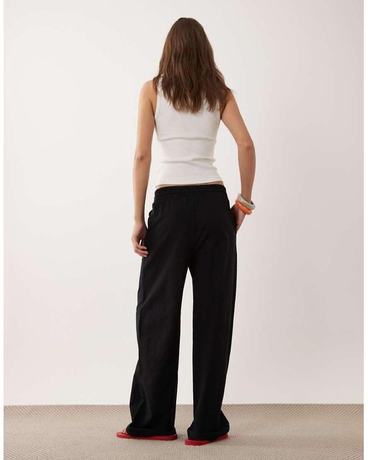 Miss Selfridge Black Linen Blend Wide Leg Trouser