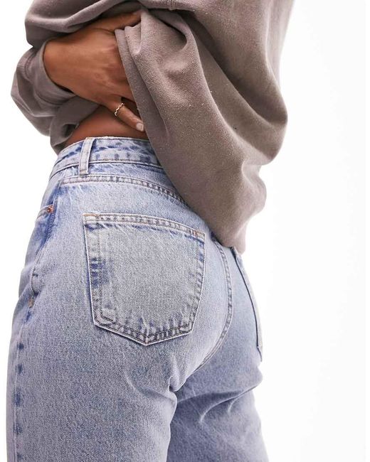 Topshop Hourglass Blue Original Mom High Rise Jean