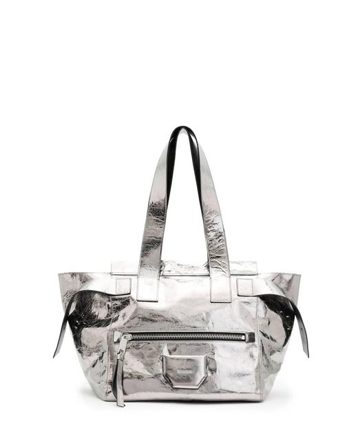 AllSaints Gray Perez Silver Shoulder Bag