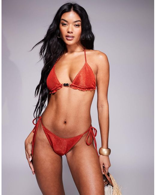 South Beach Red – seitlich gebundene bikinihose
