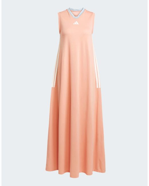 Adidas Pink – tiro cut – langes kleid aus weichem netzstoff