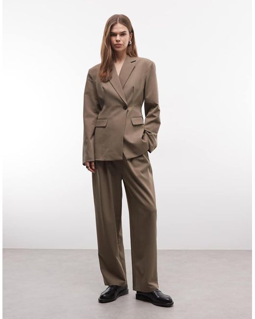 Reclaimed Vintage Natural Tailored Pleat Detail Pants