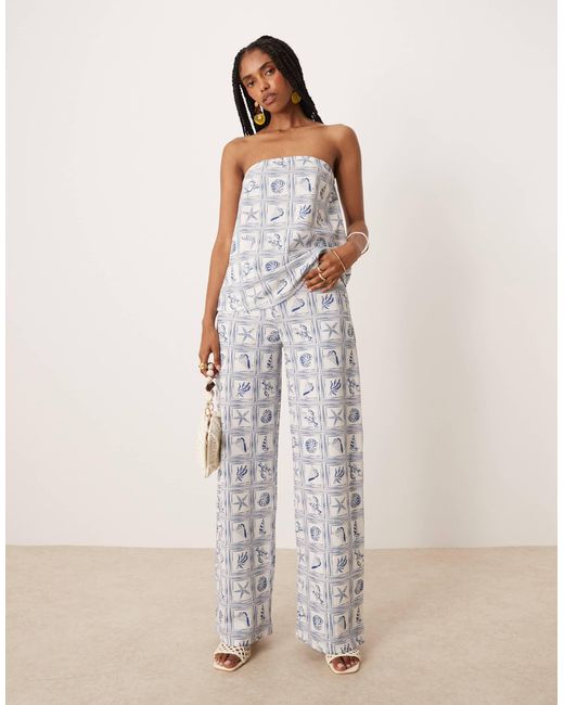 Pantalon d'ensemble ample à imprimé coquillages - bleu ASOS en coloris Natural