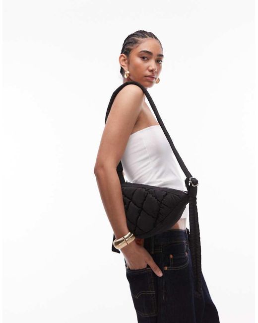 TOPSHOP White Callie Scoop Quilted Nylon Cross Body Bag