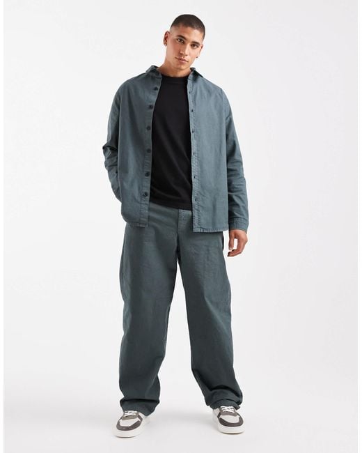 ASOS Gray Co-ord Loose Straight Trousers for men