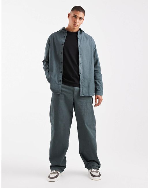 Pantalon d'ensemble droit et ample en ripstop - anthracite ASOS pour homme en coloris Gray