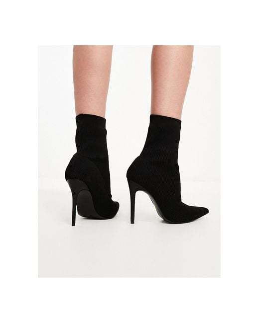 Public Desire Miraval Heeled Sock Boots in Black | Lyst