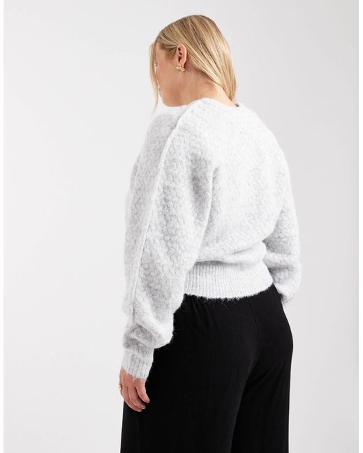 ASOS White Asos Design Curve Crew Neck Cardigan With Stitch Detail