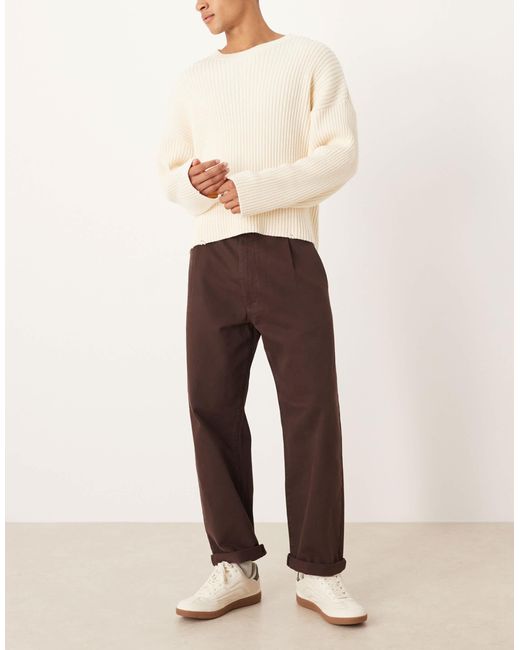 ASOS Brown Relaxed Tapered Pants for men