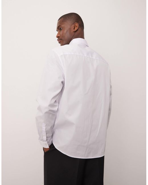 ASOS – elegantes, leicht zu bügelndes regular fit popeline-hemd in White für Herren