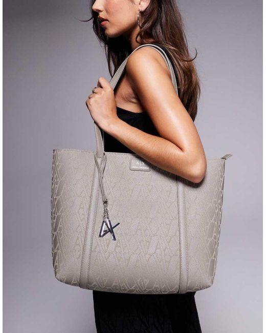 Borsa A Mano Color Cuoio Con Logo di ARMANI EXCHANGE in Gray