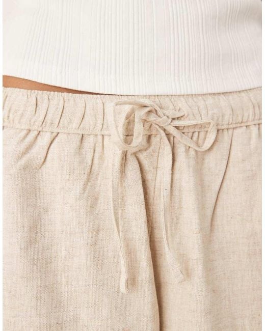 Abercrombie & Fitch Natural Tie Waist Linen Shorts