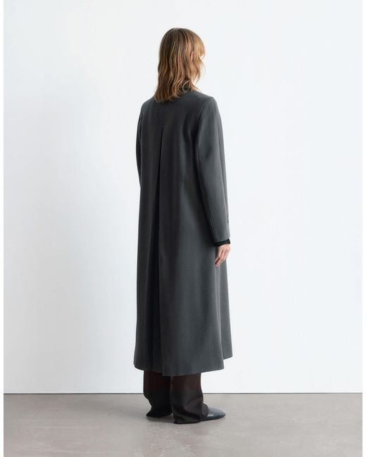 & Other Stories Blue Wool Maxi Coat With Button Detail