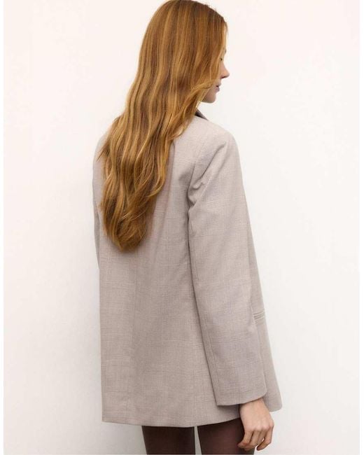 Stradivarius Natural Striped Open Blazer