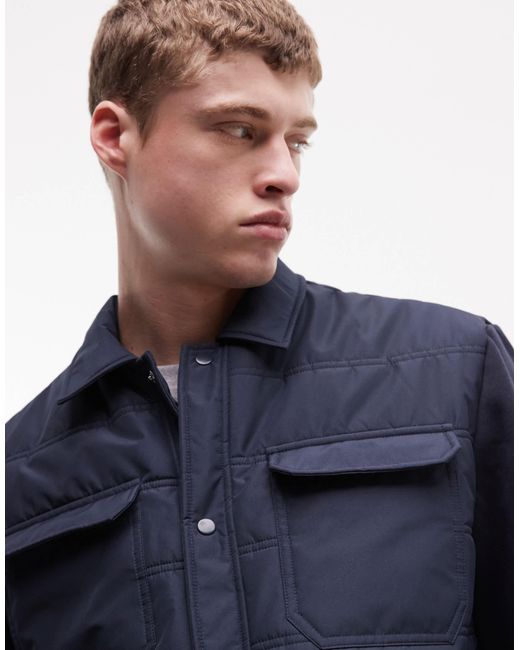 ASOS Blue Regular Quilted Liner Jacket for men