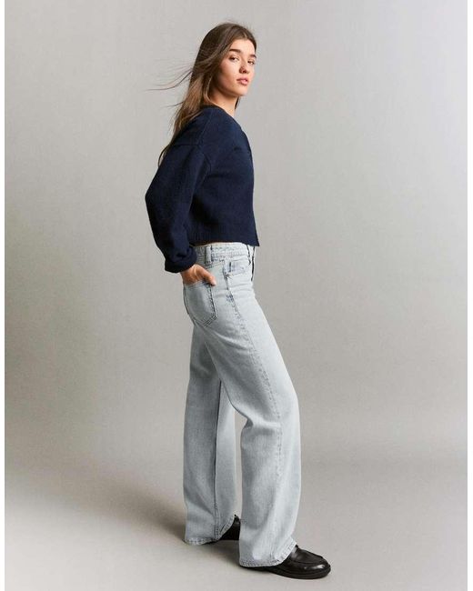 Bershka Blue Petite Baggy Jeans