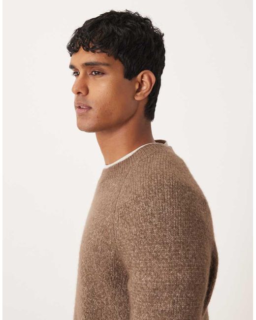 Mango Brown Wool Mix Salt And Pepper Jumper for men