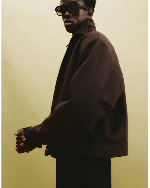 Pull&Bear Brown Zip Through Jacket for men