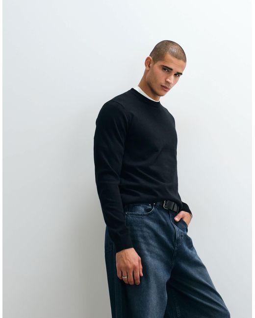 Threadbare Strickpullover mit rundhalsausschnitt in Blue für Herren