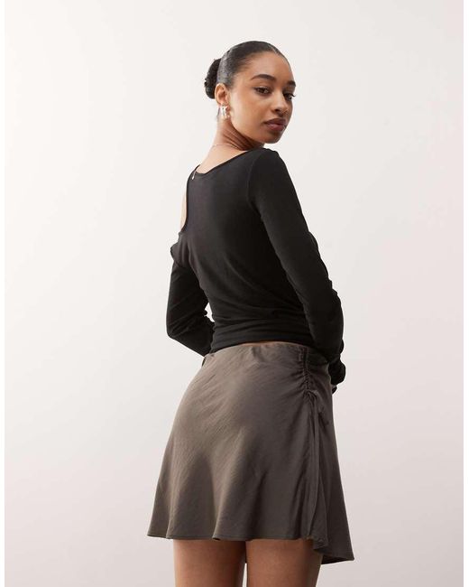 Weekday Natural Mini Skirt With Ruched Side Detail