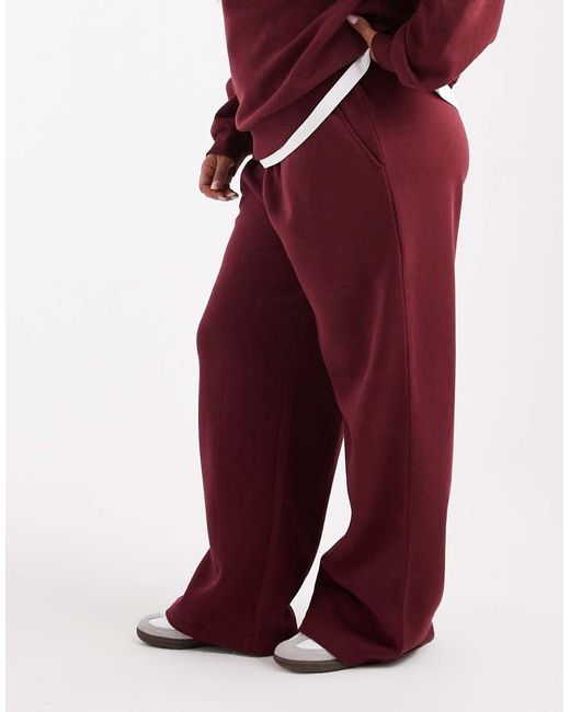 ASOS Red Asos Design Curve Wide Leg Brushback Jogger
