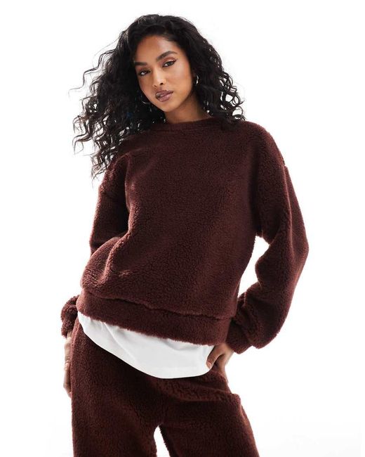 Sudadera Marrón Extragrande De Borreguito De (Parte De Un Conjunto) ASOS de color Brown