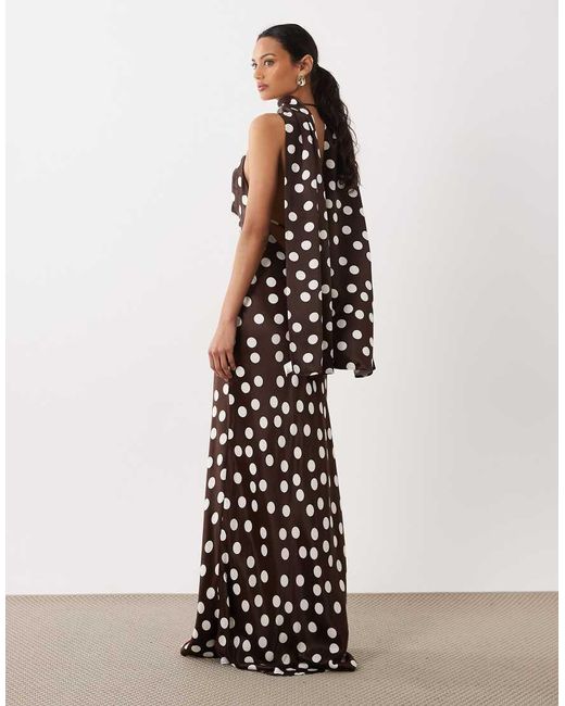 ASOS White Satin Cowl Neck Scarf Maxi Dress