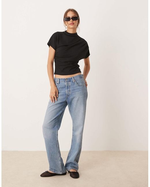 ASOS Black Twist Shoulder Drapey Top