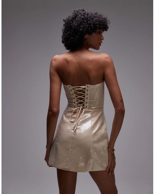 HEIRESS BEVERLY HILLS Gray Sequin Corset Detail Structured Mini Dress