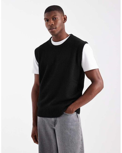 Chaleco Holgado De Punto De ASOS de hombre de color Black
