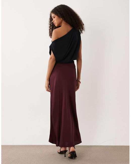 Vila Red Satin Maxi Skirt