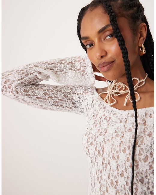 ASOS White Lace Off-shoulder Top